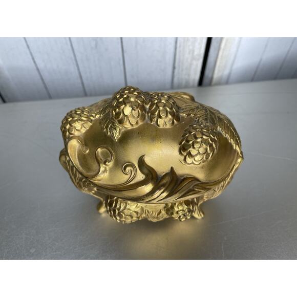 Antique Victorian Art Nouveau Jewelry Box Casket Gold/Spelter Pinecone - Picture 2 of 8